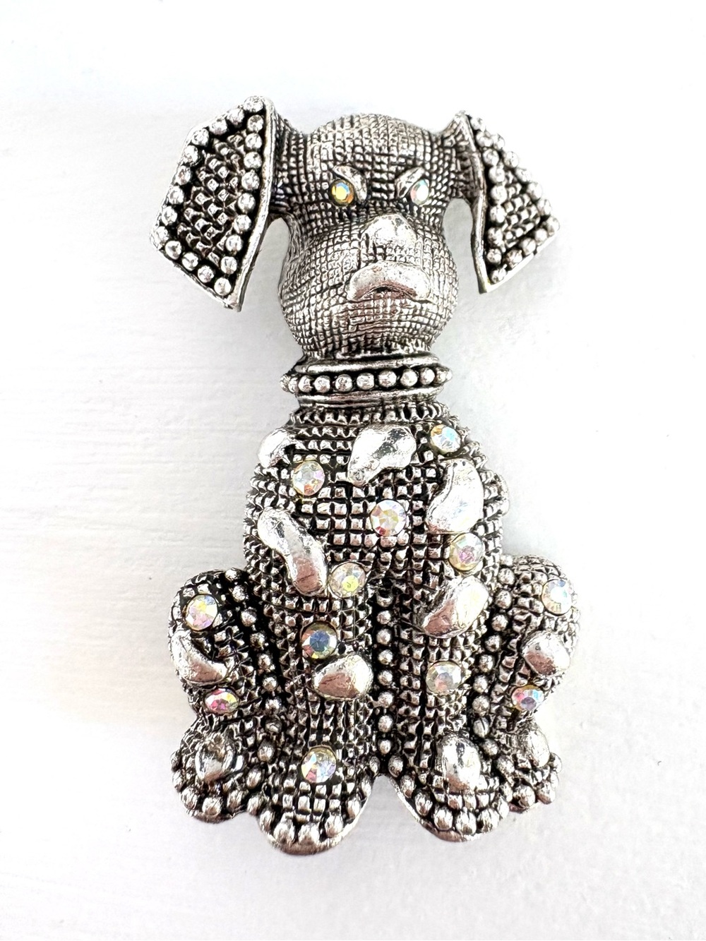 Dog Brooch with Crystal Accents